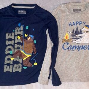 2 Eddie Bauer Kids' Long Sleeve Tees - Navy and Light Gray